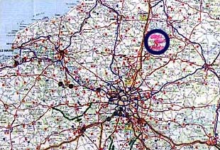 Carte du nord de la France avec Noyon